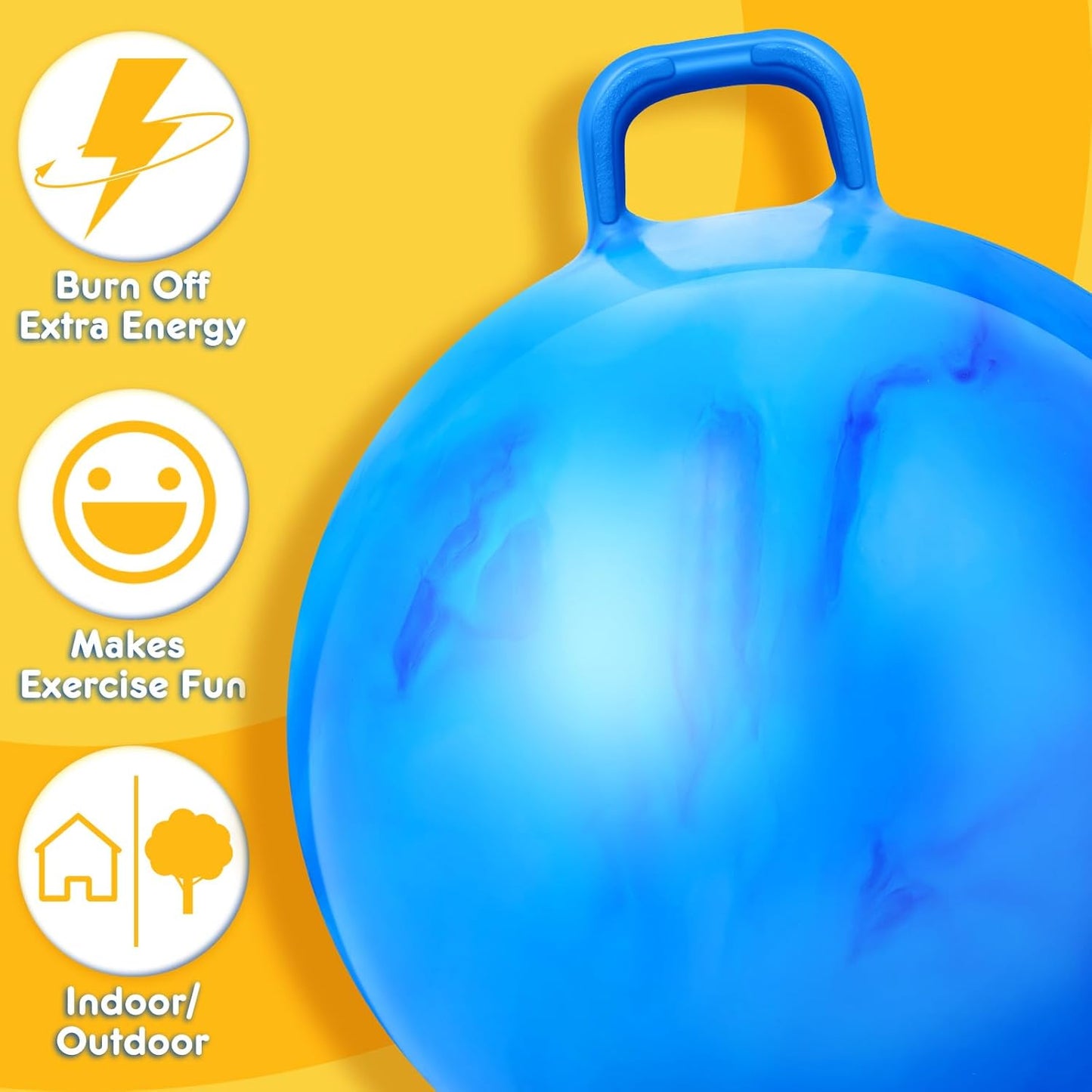 Lewtemi 3 Pcs 29 Inch Bouncing Ball with Handle, Outdoors Jumping Hopping Ball and Air Pump for Sports Exercise (Gradient Red, Gradient Blue, Purple)