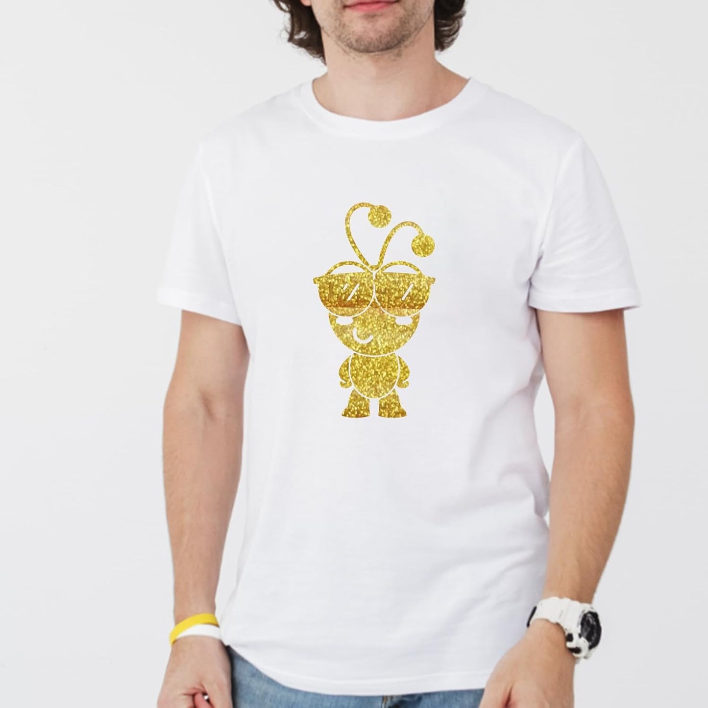 FUNKAKA Glitter Golden HTV Heat Transfer Vinyl Rolls, 12" x 8ft PU Iron on Vinyl for T-Shirt Golden Glitter HTV Vinyl for All Cutter Machines Easy to Cut & Weed for Heat Vinyl Design