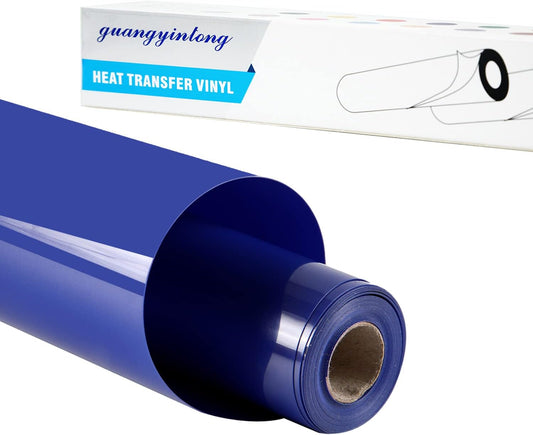 guangyintong Blue Heat Transfer Vinyl HTV Rolls, 12" x 8ft Blue Iron on Vinyl for T-Shirts Glossy Surface Blue HTV Vinyl for All Cutter Machines Easy to Cut & Weed for Heat Vinyl Design