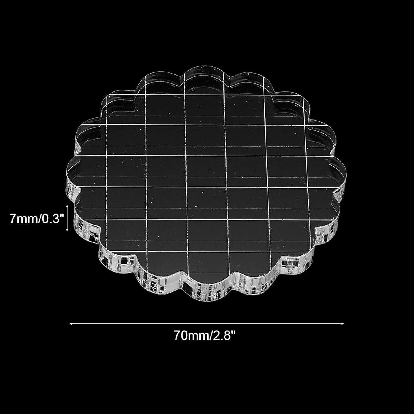 PATIKIL 2.8" Acrylic Stamp Block, 6Pcs Clear Stamping Block with Grid Lines Decorative Mounting Blocks Round for Scrapbooking DIY Crafts Card Making
