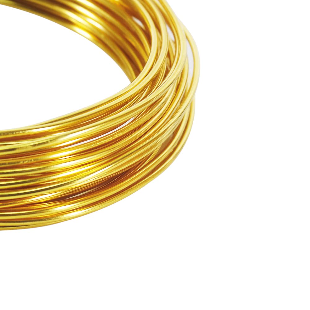 Tenn Well 9 Gauge Aluminum Wire, 50 Feet 3mm Bendable Metal Craft Wire for Sculpting, Jewelry Making, Armature Making, Molding, Wraping (Gold)