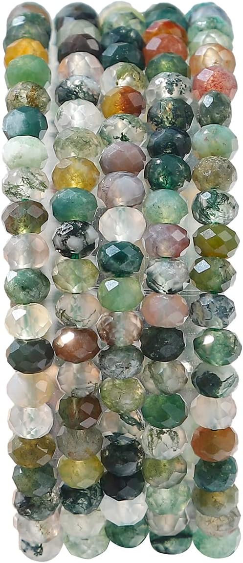 Natural Indian Agate Beads 4x2mm 120pcs Faceted Rondelle Loose Semi Gemstone Beads for Jewelry Making Design