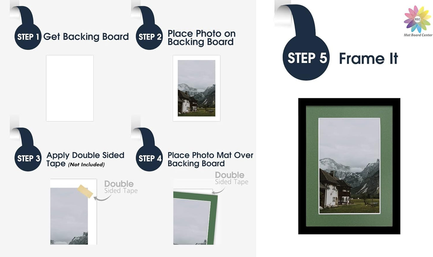 Mat Board Center, Pack of 10, 5x7 for 4x6 Rock Garden Color Mats - Bevel Cut, Acid Free, 4-ply Thickness, White Core - for Pictures, Photos, Framing