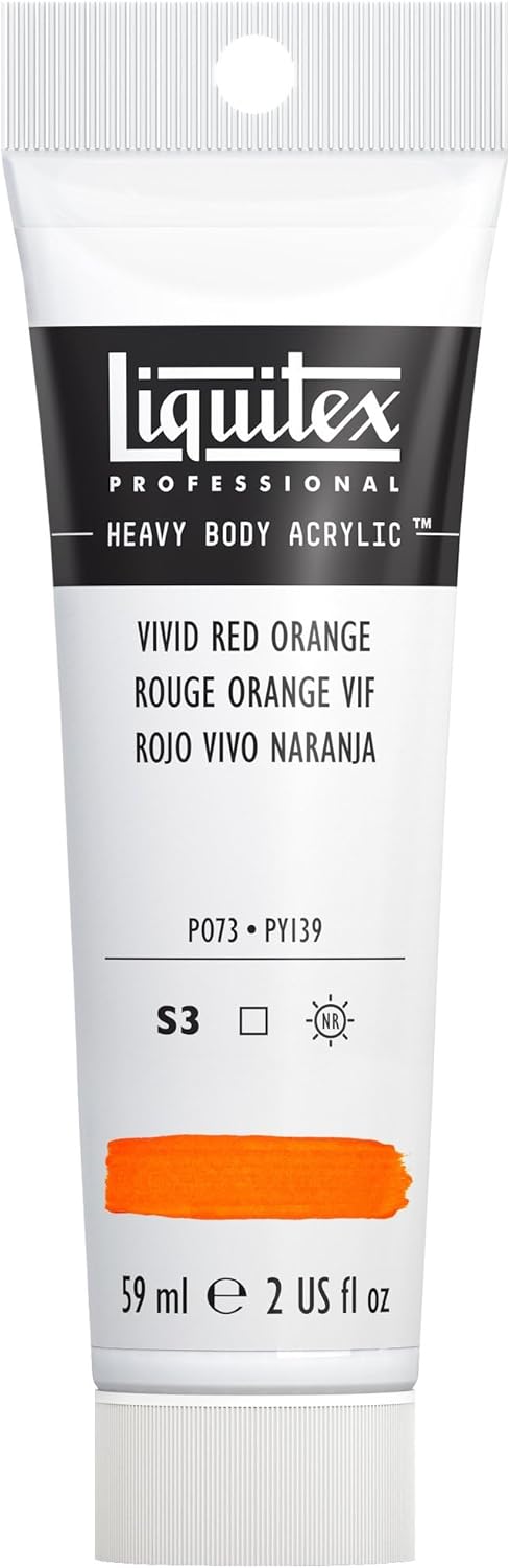 Liquitex Professional Heavy Body Acrylic Paint, 2-oz (59ml) Tube, Vivid Red Orange