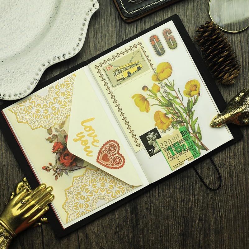 Vintage Vellum Stickers Floral Plants Elements Scrapbooking Supplies Flowers Botanic Natural Translucent Paper Self-Adhesive Junk-Journal Items (Floral)