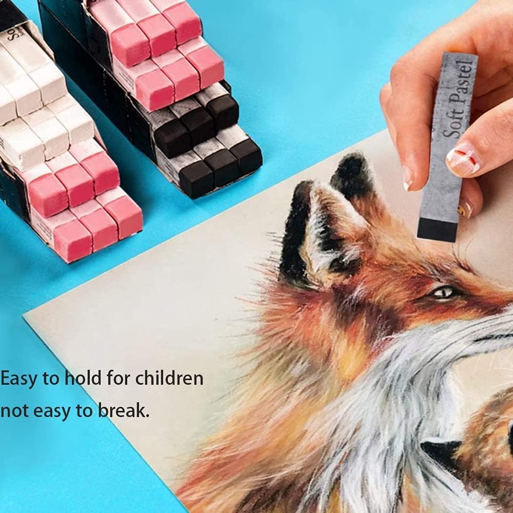 6pcs Square Black Soft Pastel Set, Professional Artist's Sketching Chalk Pastels Sticks Oil Painting Kit Art Crayons Non Toxic Individual Color Drawing Soft Pastels for Artist,Beginner