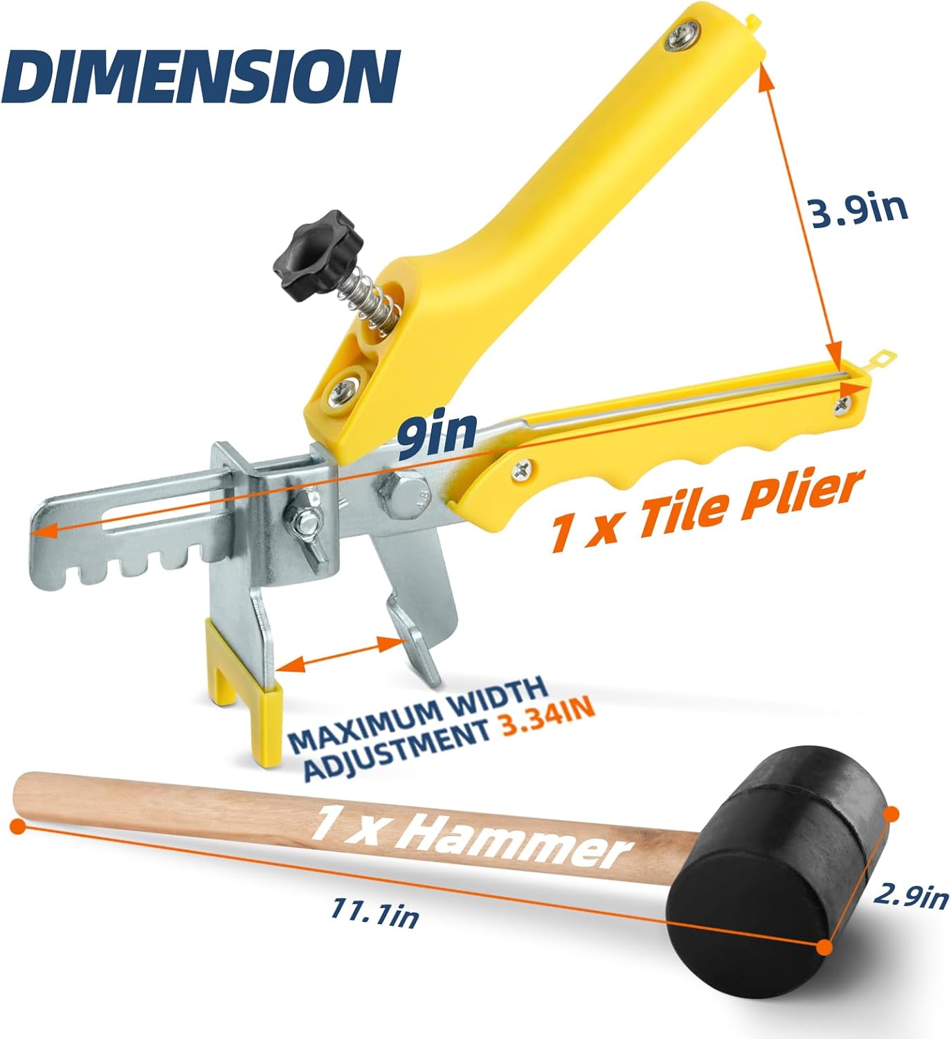 Tile Leveling System with Plier and Rubber Mallet, 1500 Pcs Tile Spacers Clips 200 Pcs Reusable Wedges, Leveler Tool Set for DIY Professional Ceramic Tile and Stone Installation (1/8 Inch)