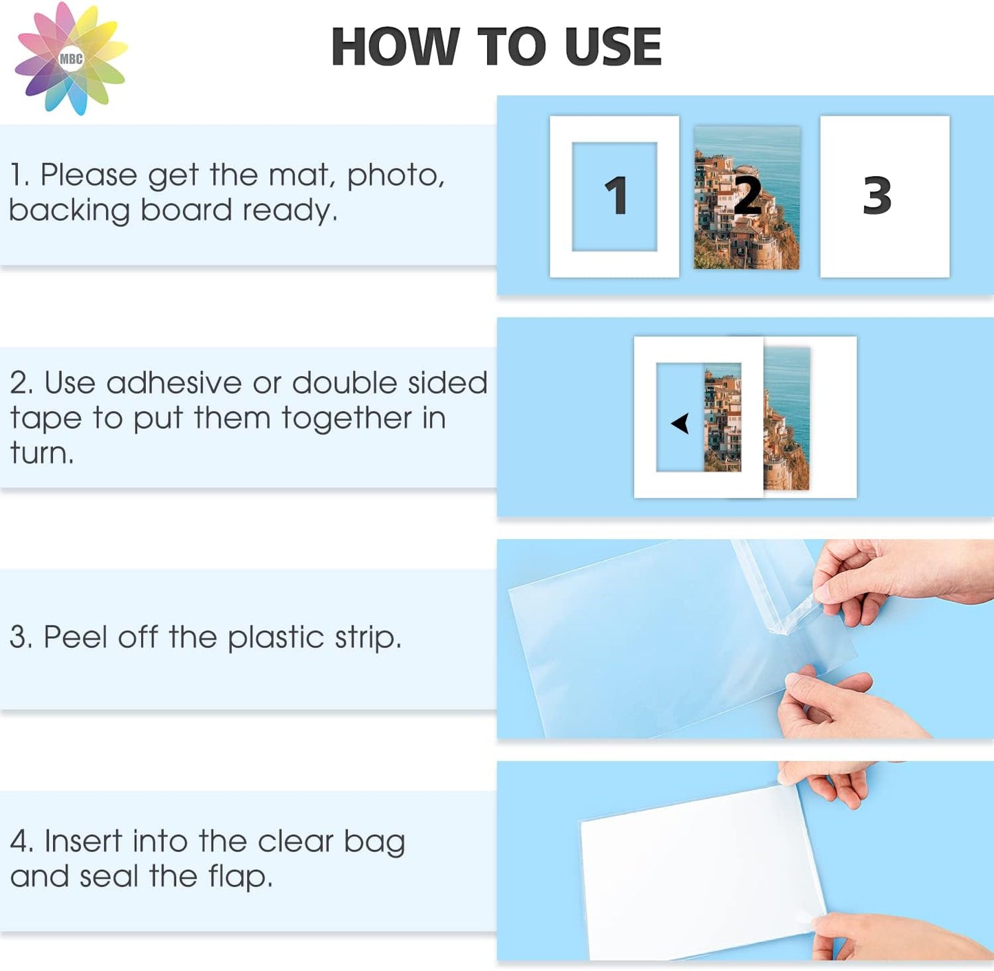 Mat Board Center, Pack of 25, 16x20 for 11x14 White Picture Mat Sets - Acid Free, 4-ply Thickness, Bevel Pre-Cut White Core - Includes Backing Boards and Clear Bags - for Pictures, Photos, Framing