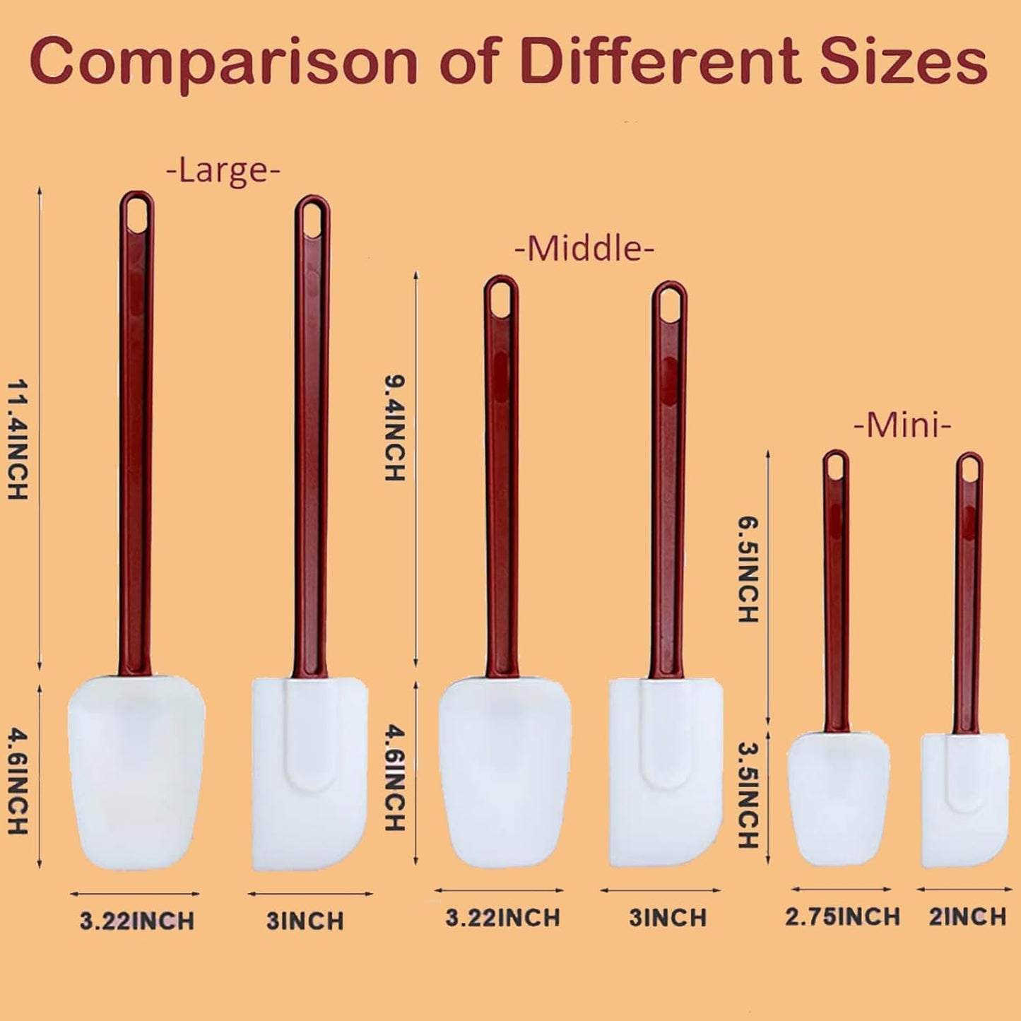 14 INCH Silicone Spatulas Heat Resistant Heavy Duty Rubber Spatulas Commercial Spatulas Set for Kitchen Use Silicone Cooking Utensils Sets of 2