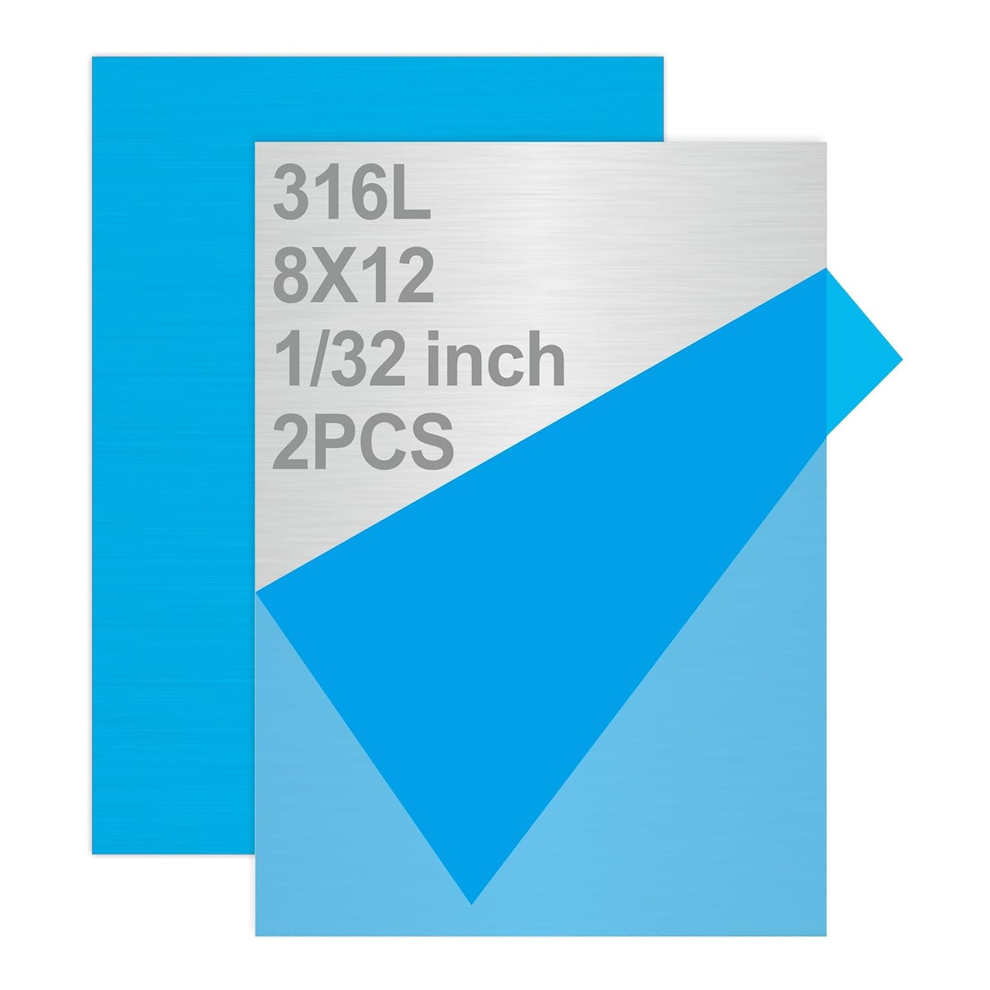 316L Stainless Steel Sheet 8x12x0.031 (23 Ga) 2 Pack, Brushed Metal Plates for Home DIY, Jewelry Making, Model Building - Rust Resistant, Cut-to-Size Ready