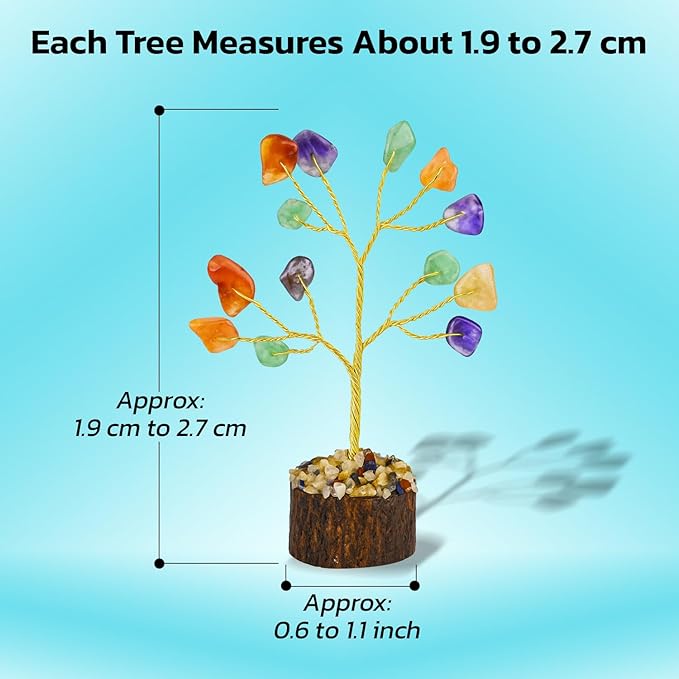 Crystal Tree Set of 12 Unique Birthday Gifts for Women, Sister, Mom, Home Office Decor, Shelf Desk Decoration for Positive Energy, Bring Good Luck, Money, Reiki Healing, Chakra Tree of Life Gift Sets