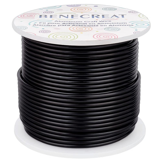 BENECREAT 12 17 18 Gauge Aluminum Craft Wire (12 Gauge,100FT) Anodized Jewelry Making Beading Floral Black Aluminum Craft Wire for Plant Gardening, Sculpting Model Making