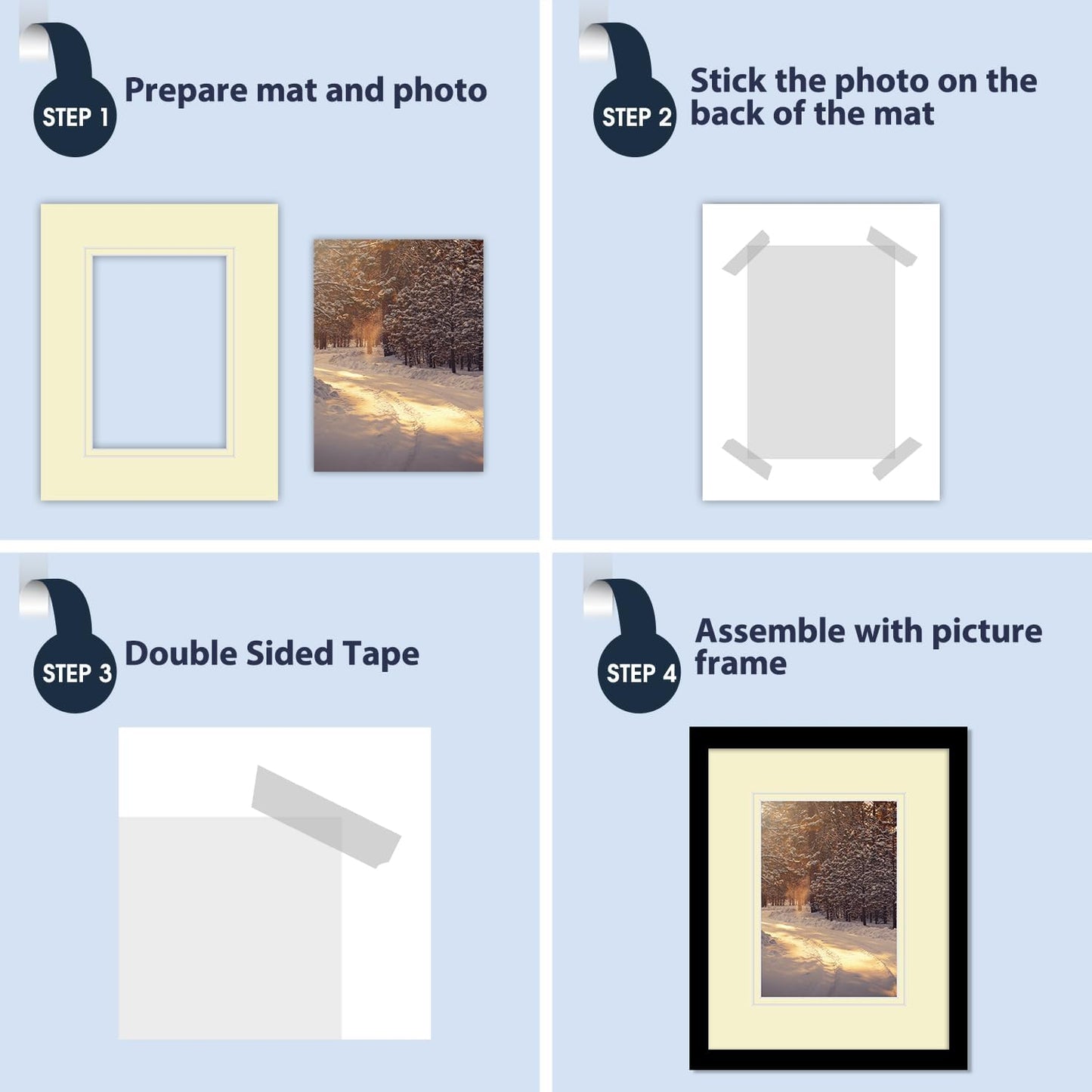 Mat Board Center, Double Mat - Acid Free, 8-ply Thickness, White Core - for Pictures, Photos, Framing (Ivory Over Ivory, 8x10 for 5x7, Pack of 5)