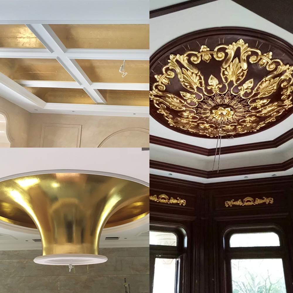 600Pcs KINNO Gold Leaf Sheets, Metal Leaf for Home, Wall, Frame, Ceiling, Furniture Decoration, 6 Colors 3.15 by 3.35 Inch