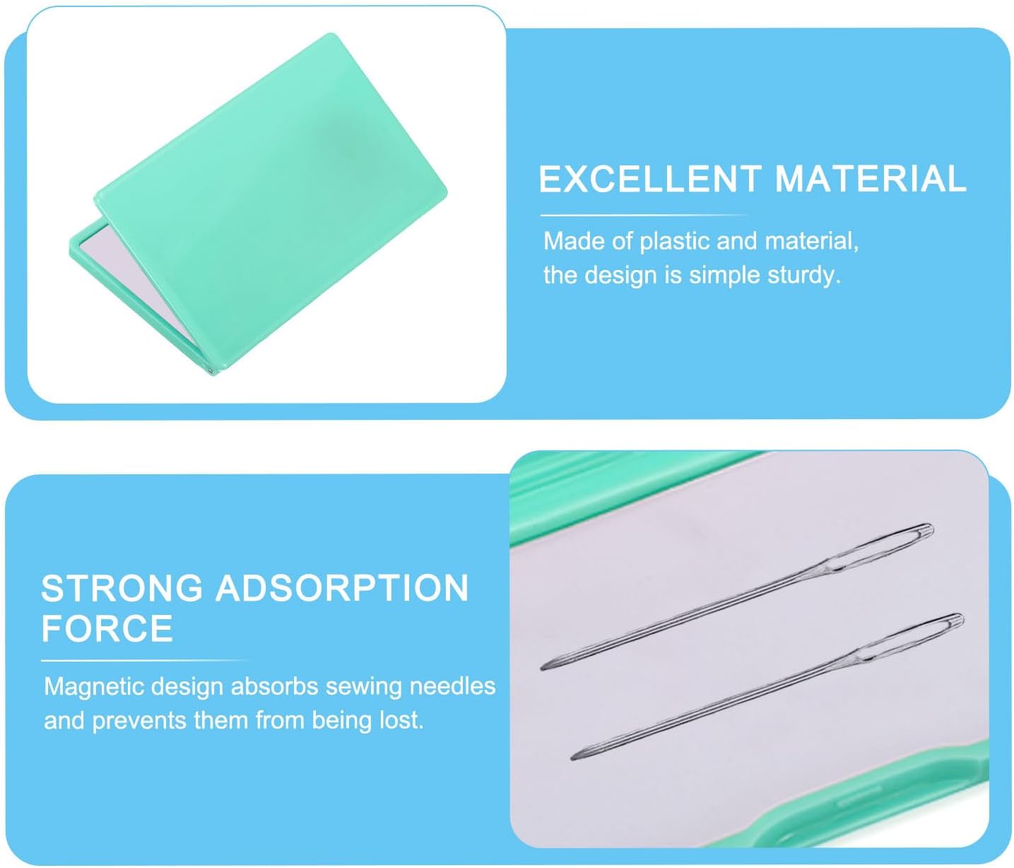 PATIKIL Magnetic Needle Storage Case, Plastic Portable Sewing Pin Keeper Needle Organizer Box Container for Embroidery Knitting Stitching, Green