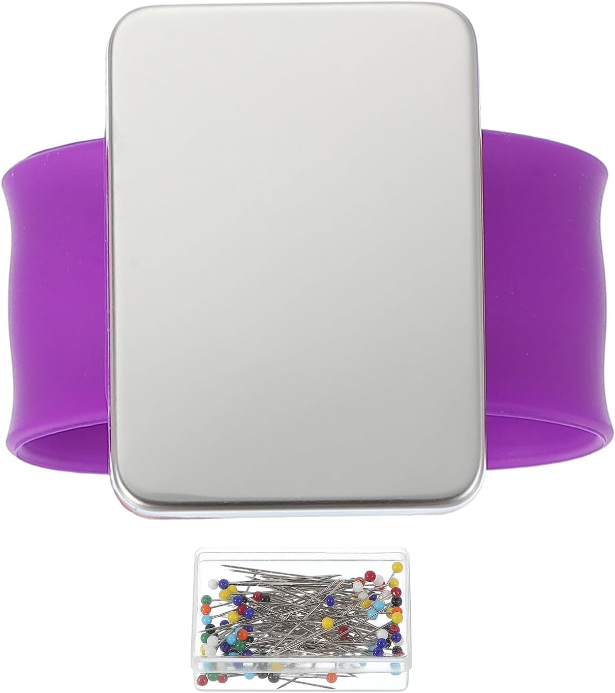 PATIKIL Magnetic Wrist Pin Cushions for Sewing, Magnetic Pin Cushion Magnetic Wrist Gel Band Holder Wristband Pincushion with Pins for Sewing Braiding Quilting Hair Clips, Purple