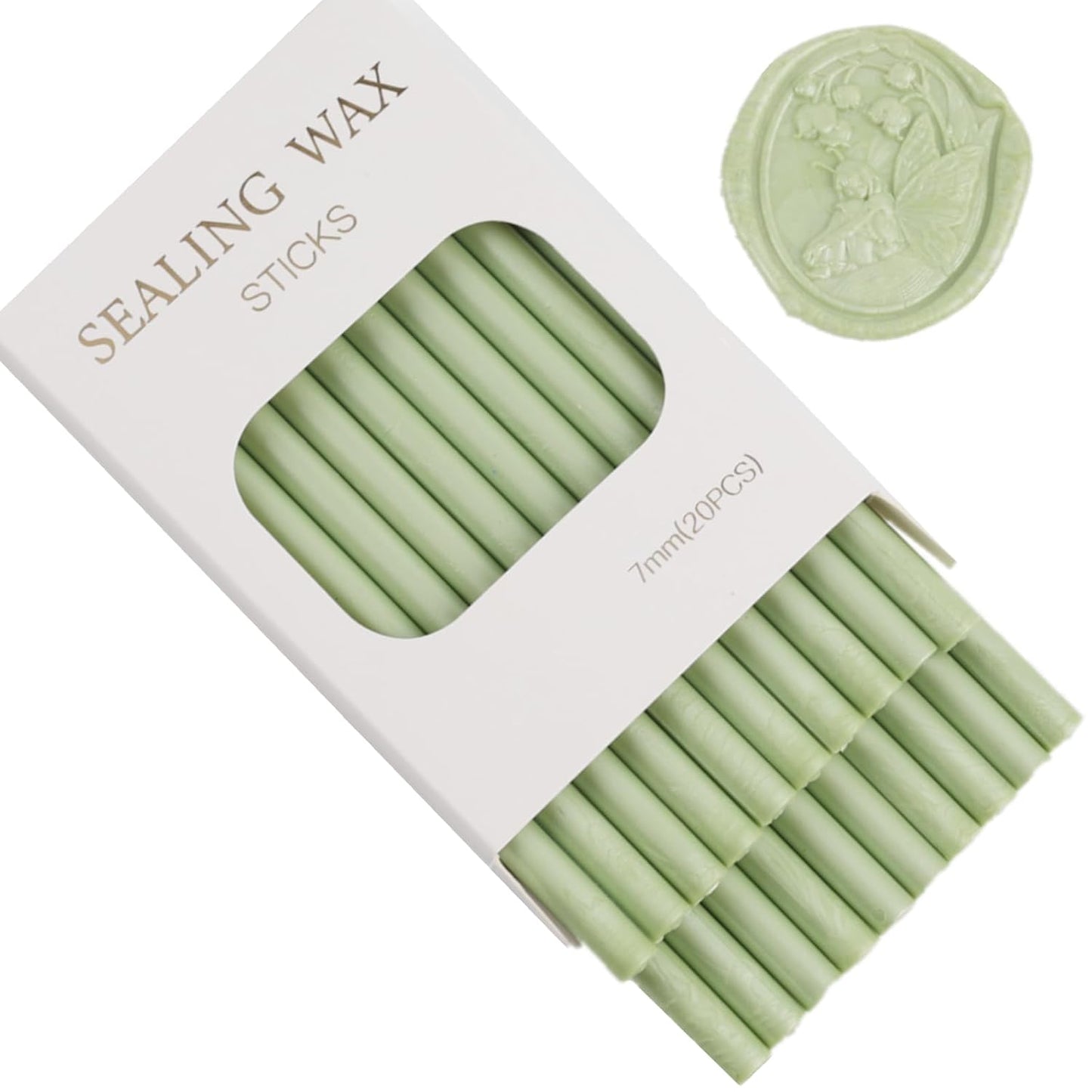 Green Wax Seal Sticks, ONWINPOR 20pcs Glue Gun Waxs Sealing Sticks for Wax Seal Stamp, Wedding Invitations, Envelope Letter Sealing (20, Vanilla Green)