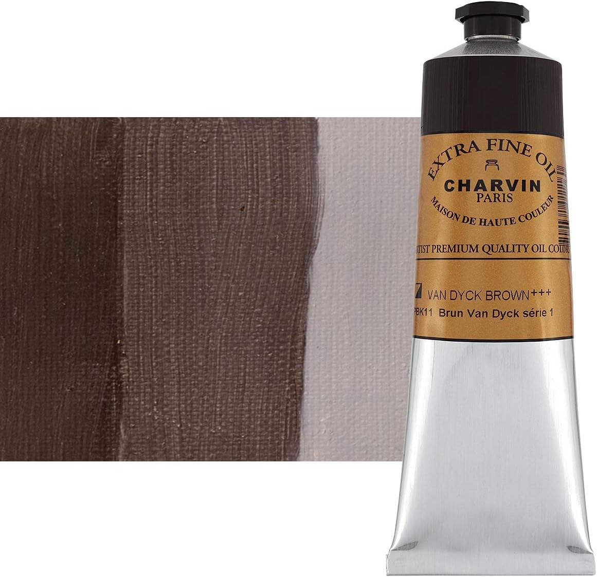 Charvin Extra Fine Oil Paint, Van Dyck Brown 150 ml - Triple-Milled, Rich Texture, Poppy Oil-Based, Light-Fast, Handmade, Archival Quality