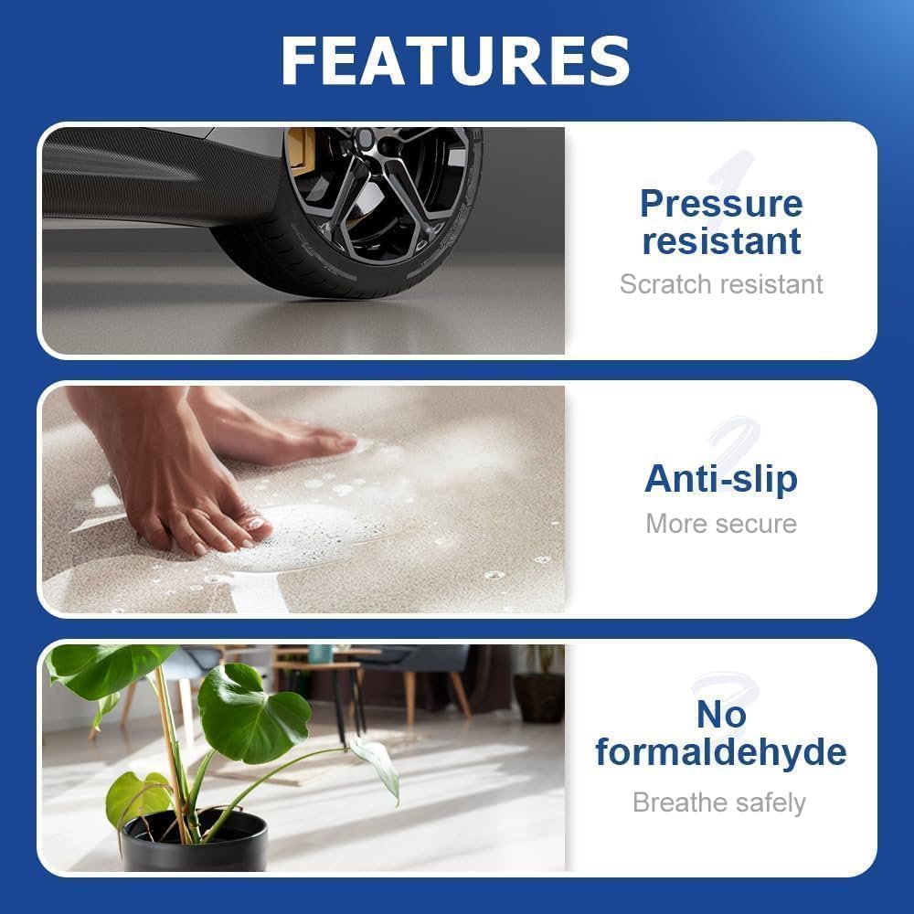 Epoxy Colored Sand Floor Paint, Epoxy Floor Paint for Concrete, High Gloss Marble Effect Coating, Waterproof Non-Slip Concrete Paints, Suitable for Indoor/Outdoor Use (Light Gray,96 oz/3 kg)