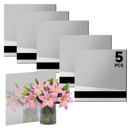 5PCS Laser Engraving Double Color ABS Plastic Sheet,Two-Tone Laserable Engraving Plastic Sheets for Name Badge,Office Label,Laser Product,Size 11.73" x 11.73",Mirror Silver/Black