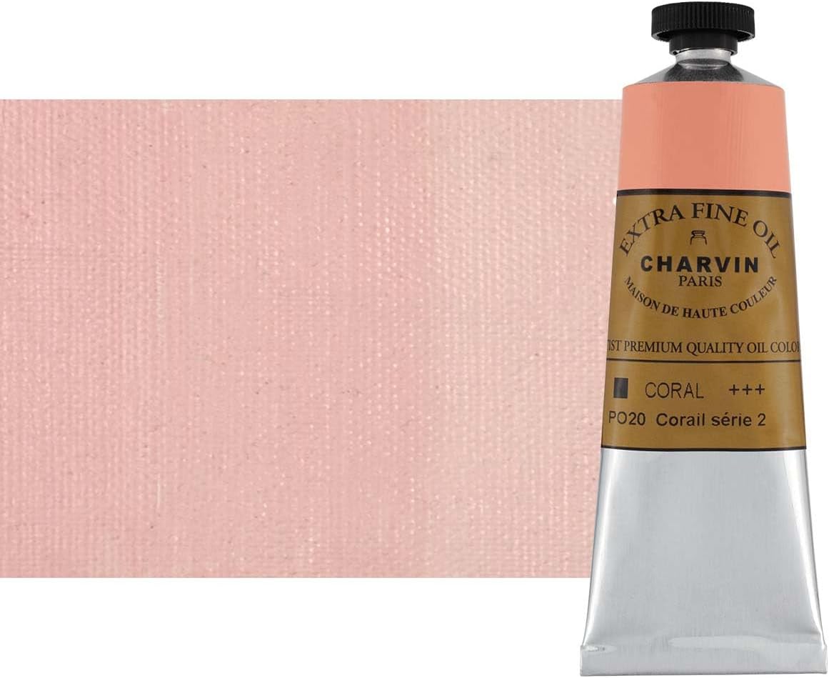 Charvin Extra Fine Oil Paint, Coral 60 ml - Triple-Milled, Rich Texture, Poppy Oil-Based, Light-Fast, Handmade, Archival Quality
