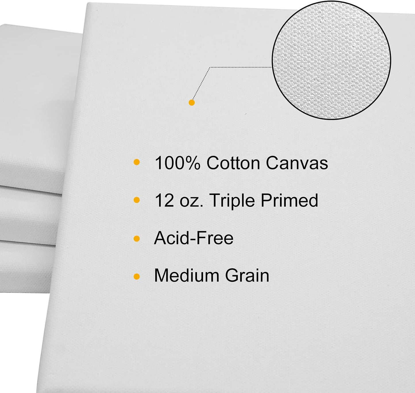 PHOENIX Professional Stretched Canvas for Painting - 16x20 Inch/4 Pack 3/4 Inch Profile, 100% Cotton 12 Oz. Heavy Duty Gesso Triple Primed White Blank Artist Canvases for Oil & Acrylic Paints