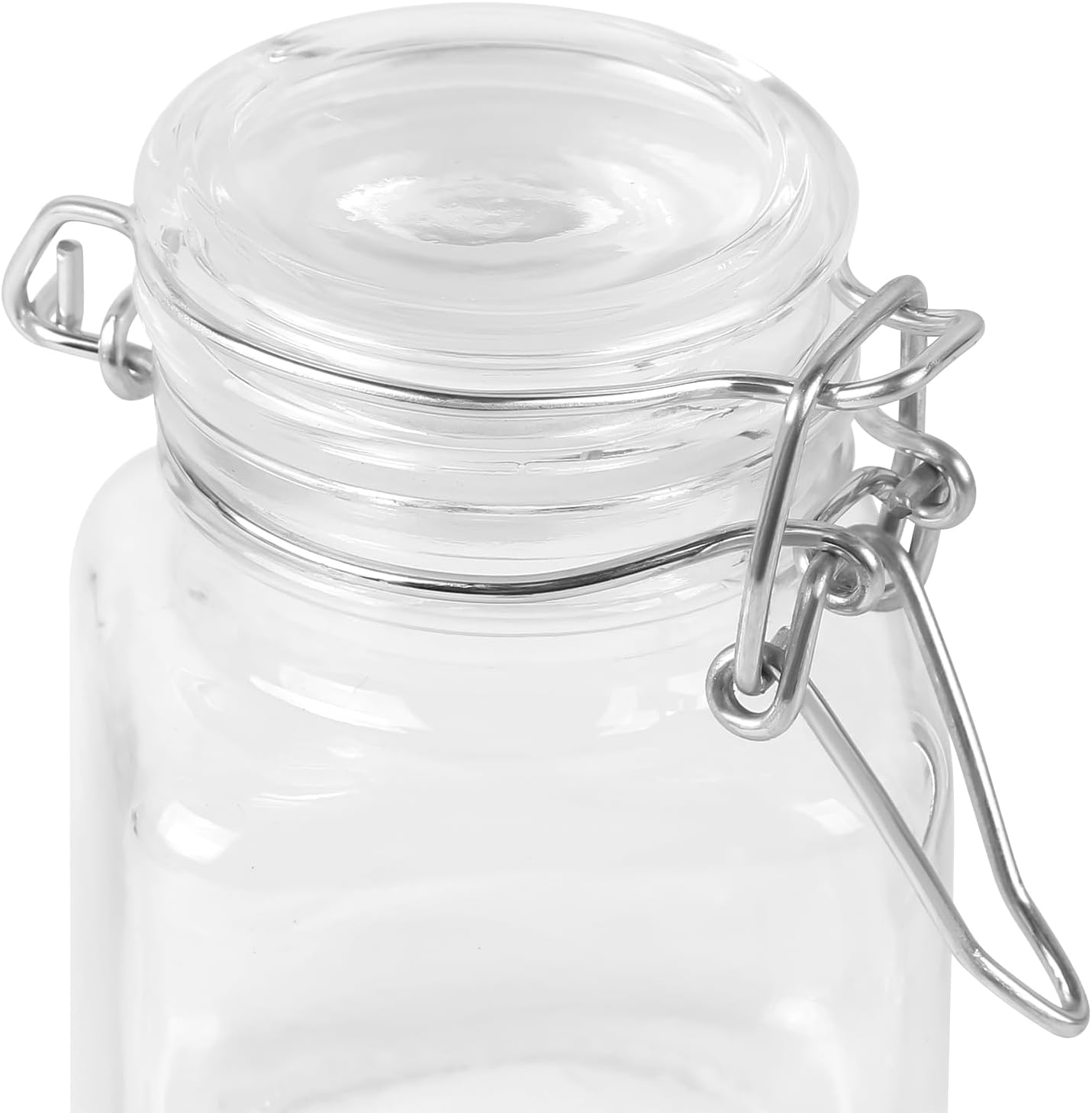 MIDELONG Spice Jars, 3oz Square Glass Jars with Hinged Glass Lid, Empty Spice Containers, Leak Proof Rubber Gasket for Home Kitchen Arts Crafts Decoration Snack Foods and Sauces, Pack of 2