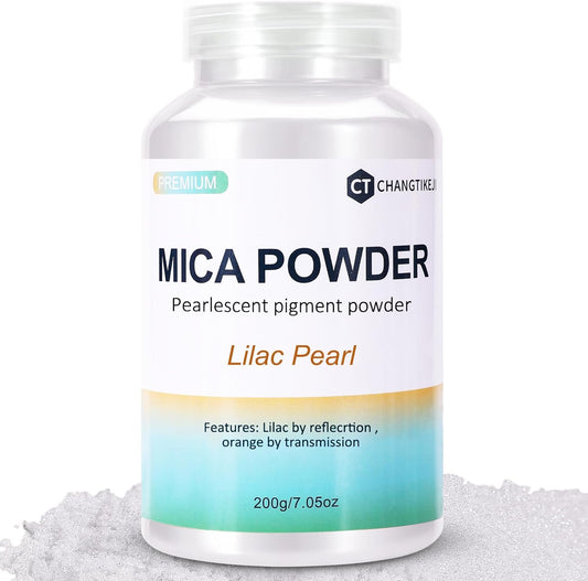 Mica Powder,200g/7.23oz Large Jar,Lilac Pearl Mica Powder Pigment for Epoxy Resin，Lip Gloss，Paint，Dye，Soap Making，Nail Polish,Candle Making,Bath Bombs