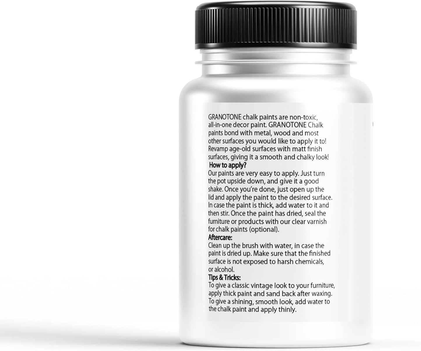 GRANOTONE Chalk Paint for Furniture | Matt-Finish Water-Based Acrylic Paint for Wood, Walls, Metal, Glass, Paper, Fabric Canvas | Maximum Coverage Chalk Paint for Kids & Adults, 120 Ml (WHITE)