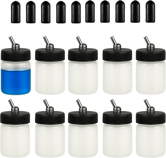 10 x 22CC Dual Action Airbrush Plastic Bottle Standard Suction Lid for Siphon Feed Airbrushes