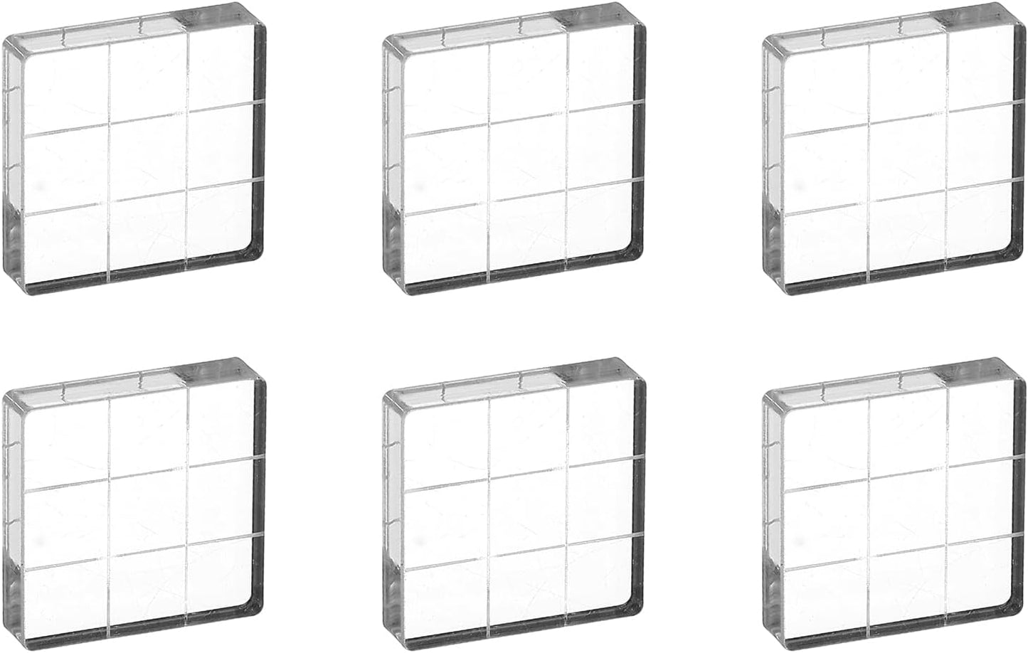 PATIKIL 1.2"x1.2" Acrylic Stamp Block, 6Pcs Clear Stamping Block with Grid Lines Decorative Mounting Blocks Square for Scrapbooking DIY Crafts Card Making