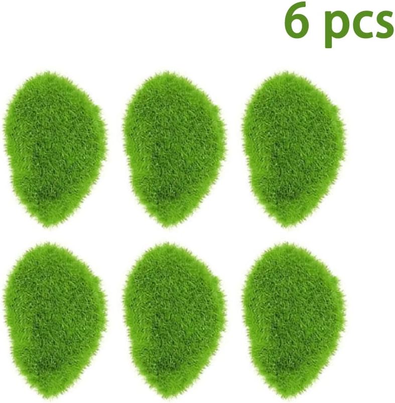 6 PCS Artificial Moss Rocks Decorative, Green Moss Balls,Moss Stones, Green Moss Covered Stones, Fake Moss Decor for Floral Arrangements, Fairy Gardens and Crafting