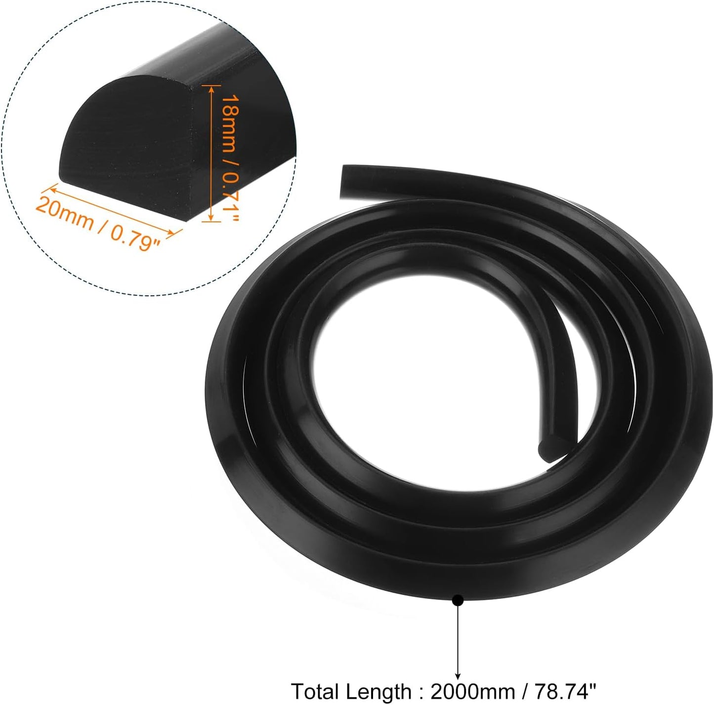 uxcell Flexible Molding Trim, 79 Inch Flexible Quarter Round Molding Silicone Peel and Stick Trim Self Adhesive Shower Water Barrier for Corner Decor Bathroom Kitchen, Black