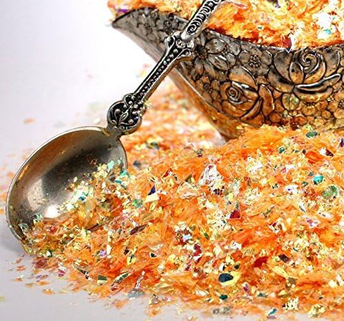 Golden Orange Iridescent Ice Flakes Glitter Flakes for Nail Art - Lightweight Holographic Polyester - 311-4373 - 1/2 oz (14 grams)