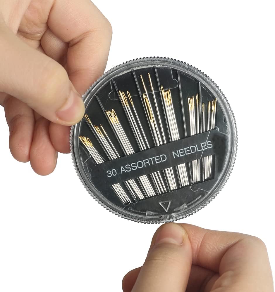 Eketirry Premium Hand Sewing Needles, 2 Pack 30-Count Assorted Needles for Sewing Repair, 6 Different Sizes Sewing Needles with 2 Threaders (Black,2)