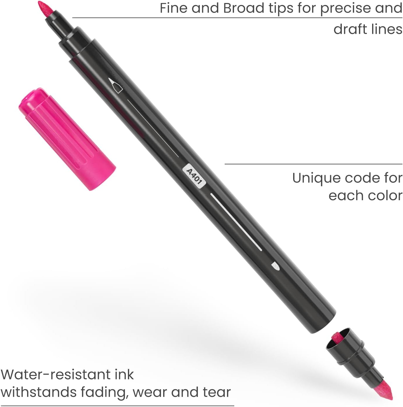 ARTEZA Fabric Markers, Set of 30, Colored Permanent Textile Markers, Dual-Tip Pens for Coloring T-Shirts, Jeans, Jackets, Backpacks