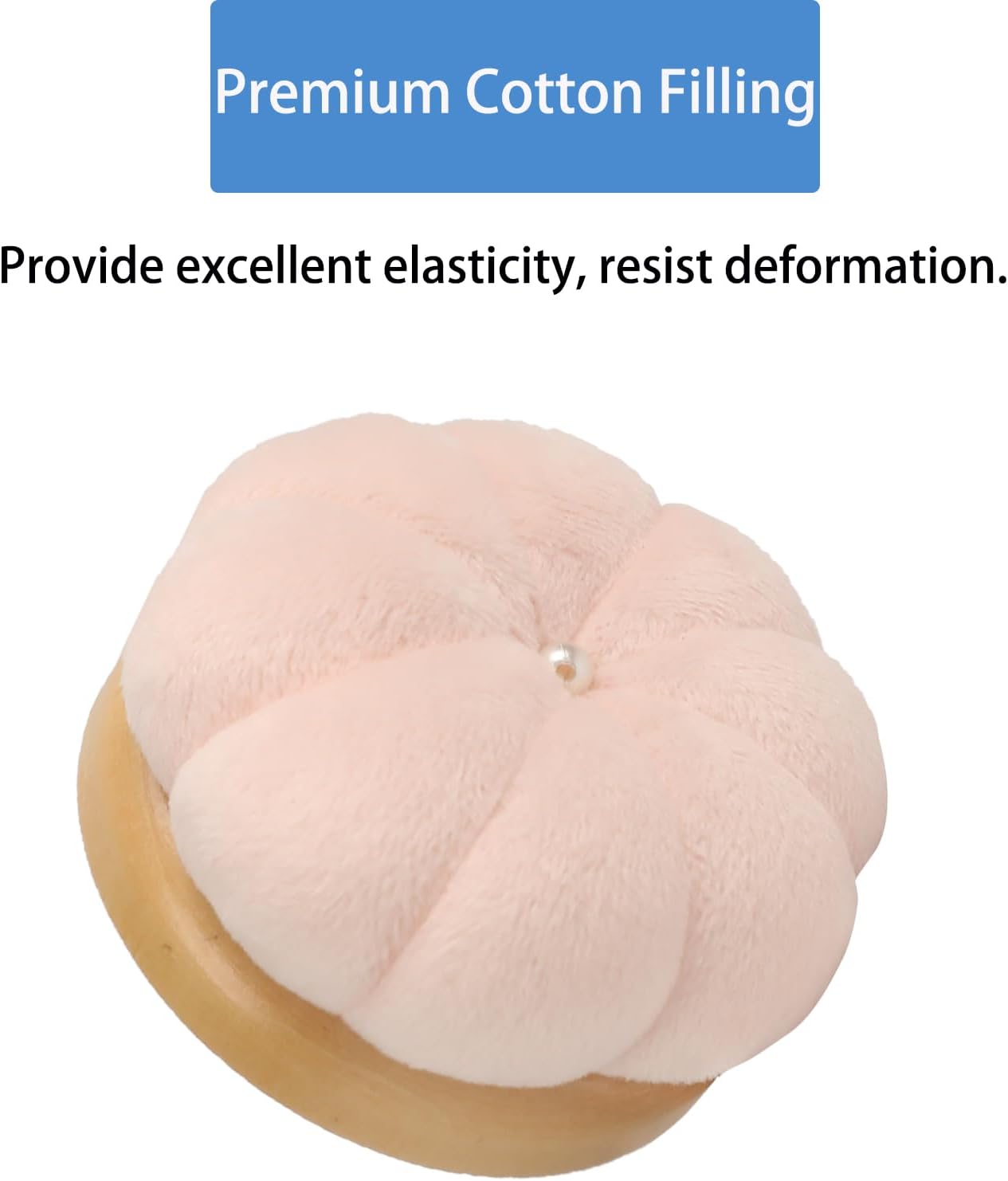 Hilltian Pin Cushion for Sewing, Wooden Base Sewing Pincushion with 100 Plastic Head Pins, Cute Pins Holder for Sewing Quilting (Light Pink)