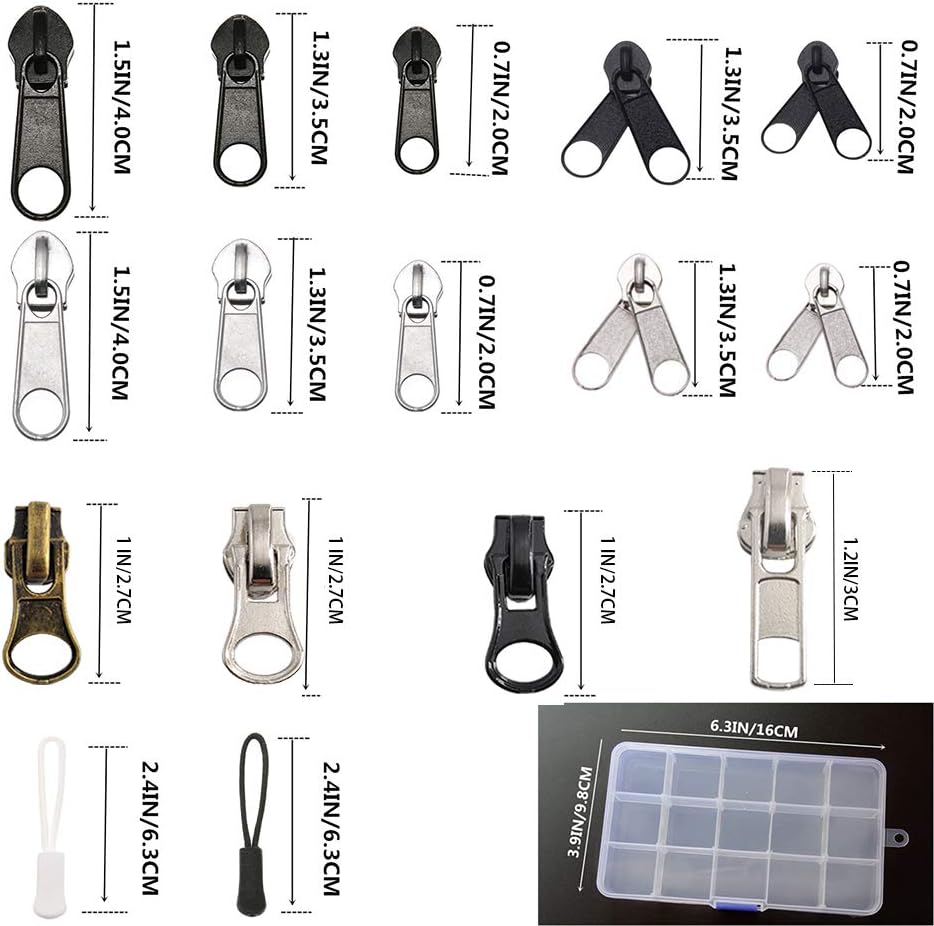 Meikeer 252-Piece Zipper Repair Kit with Replacement Zippers and Pulls, Universal Tools for Luggage, Bags, Jackets, and Outdoor Gear