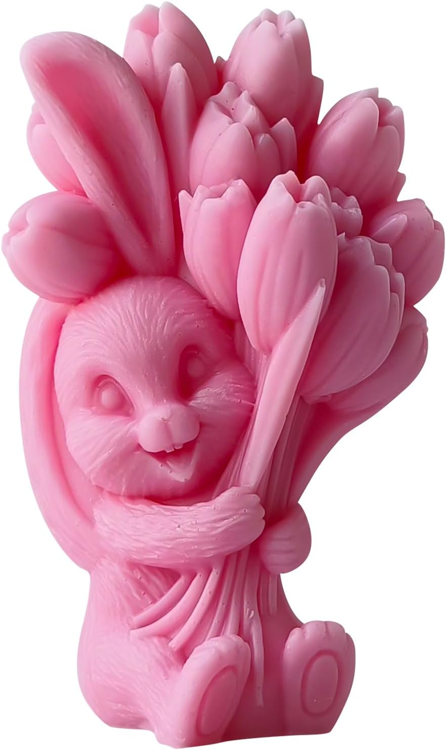 Rabbit Tulip Animal Soap Mold - Flower Peony Resin Casting Silicone Mold for Candle Home Decor - 3D Animal Soap Making