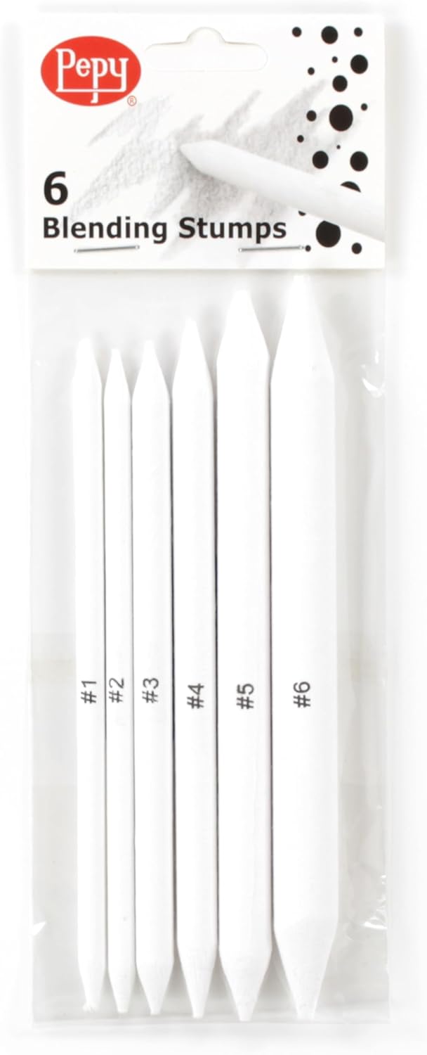 Pepy 6 PCS Blending Stumps for Drawing, Shading, Blending, Charcoal, Graphite, Colored Pencil, Pastel, Oil Pastel; Art Blenders for Paper Sketch Drawing