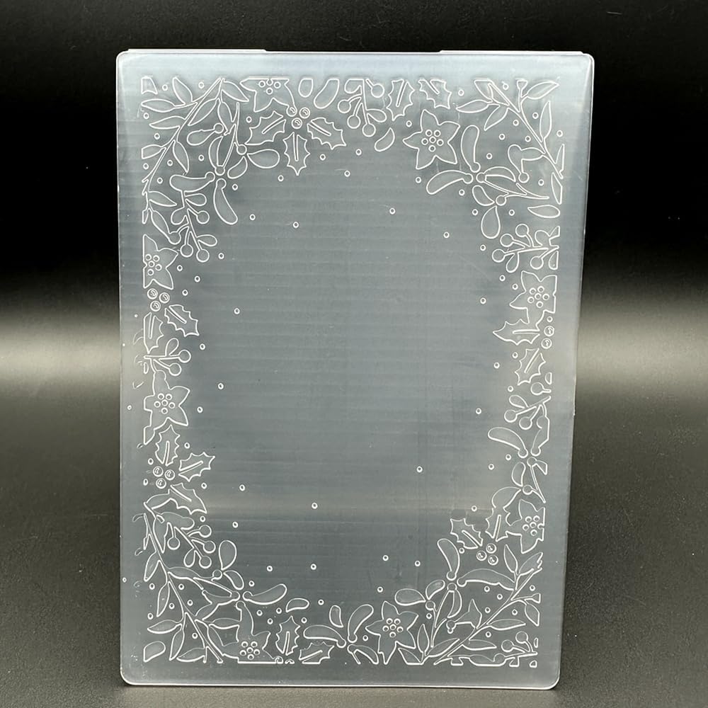 3D Plastic Embossing Folder Template Christmas Leaf Border Texture A6 Size for Card Making DIY Scrapbooking Paper Crafting Handmade Crafts Scrapbooking Arts Supplies Scrapbook Decor