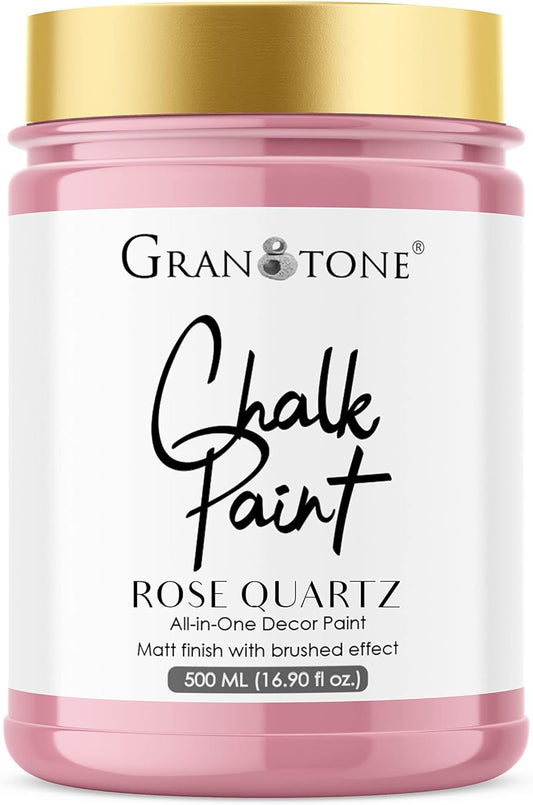 GRANOTONE Chalk Paint for Furniture | Matt-Finish Water-Based Acrylic Paint for Wood, Walls, Metal, Glass, Paper, Fabric Canvas | Maximum Coverage Chalk Paint for Kids & Adults, 500 Ml (ROSE QUARTZ)