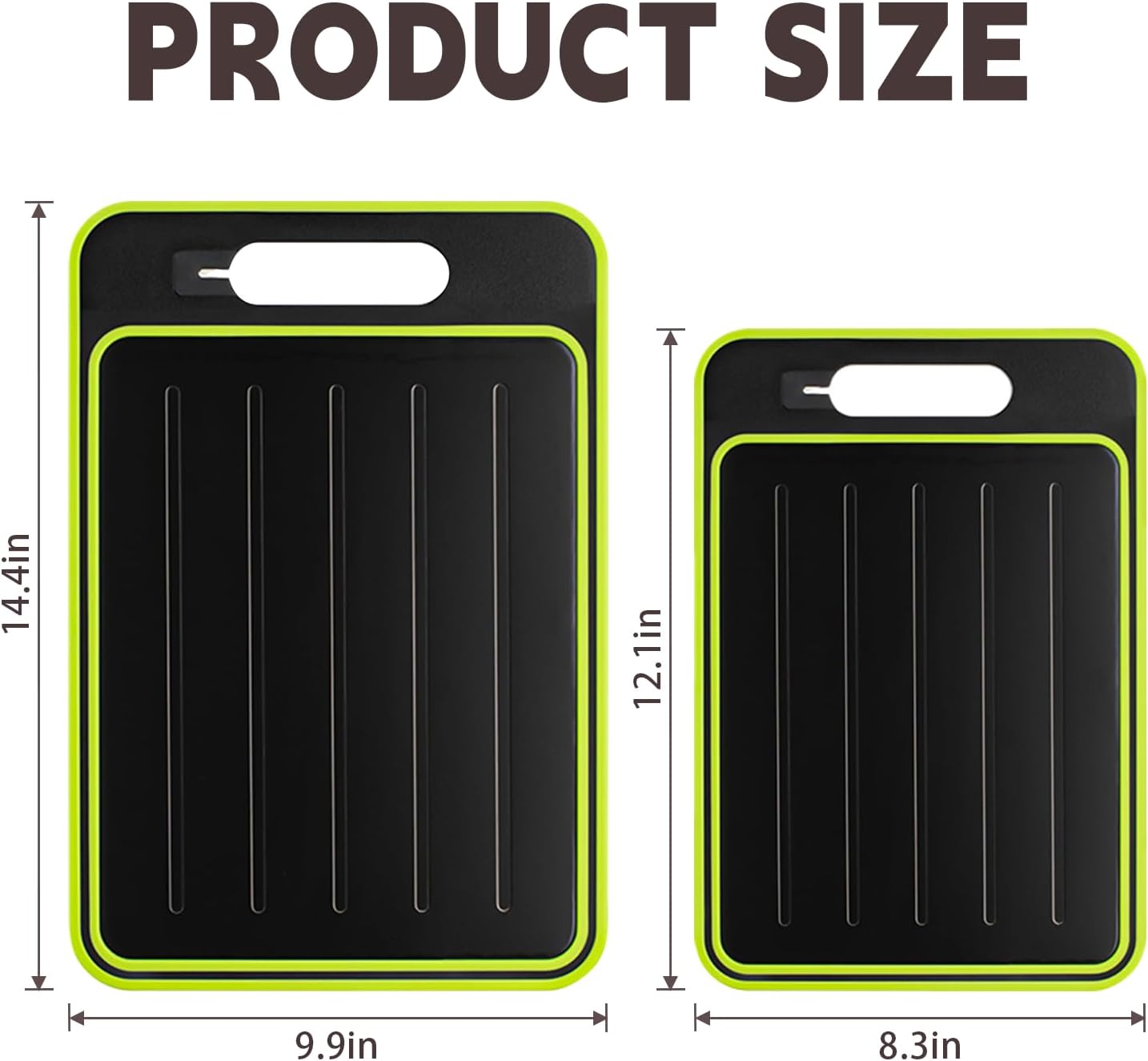 Cutting Board Double Sided,2 Pcs Vegetable Board With Sharpening Stone,Large Size+Small Size,Food Grade Stainless steel and Wheat straw PP Material,Eco-Friendly (black)