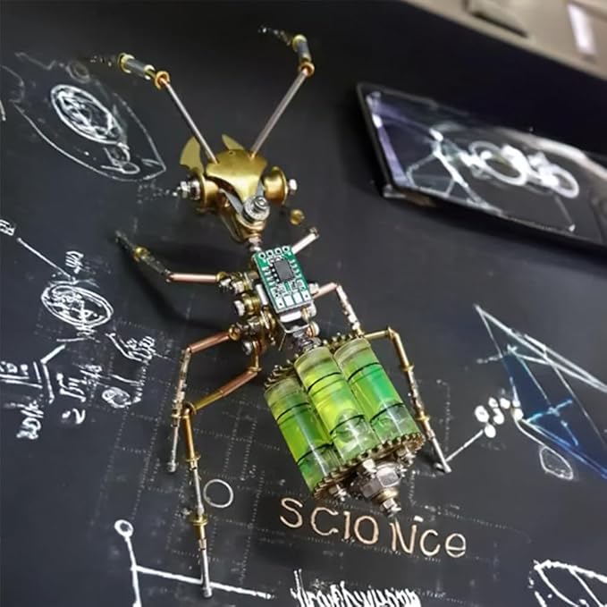 Steampunk Mechanical Ant Model Kit for Adults – 3D DIY Metal Insect Puzzle with Retro Brass Design, Collectible Robot Sculpture for Home & Office Decor, Gift for Hobbyists and Makers (Gatling Ant)