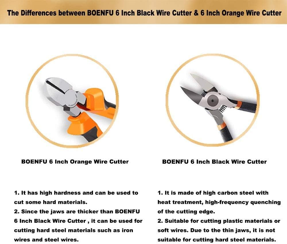 BOENFU Wire Cutter for Artificial Flowers and Crafts, 6 inch Side Cutters Chicken Wire Cutters Heavy Duty Diagonal Cutting Pliers Wire Clippers, Orange