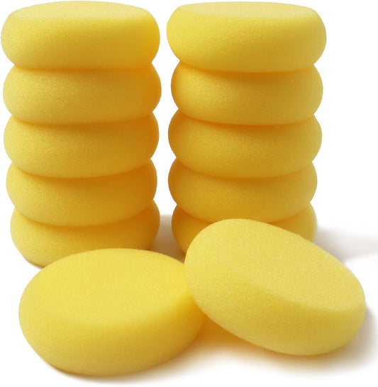 24 Pack Round Sponges Yellow Painting Sponges Synthetic Artist Sponge Pottery Sponge for Painting, Crafts, Ceramics, Household Use and More, 2.8 Inch