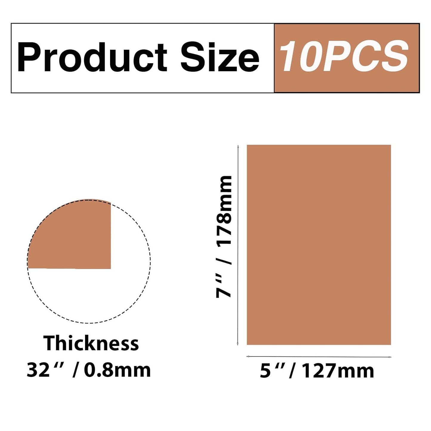 10Pcs Rose - Gold Anodized Aluminum Sheet 5" x 7" x 1/32" (0.8mm) Corrosion-Resistant Metal Plates for Laser Engraving, DIY Crafting, Sign Making, Home Decor