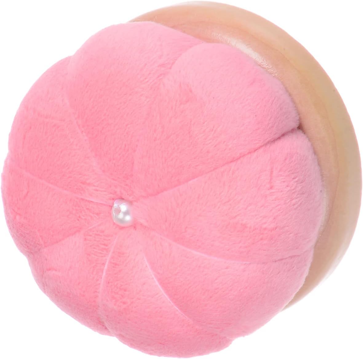 HARFINGTON Wooden Base Needle Pincushions Japanese Style Pin Cushions Round Pin Cushion Needle Holder for Sewing Quilting Needlework DIY Crafts, Pink