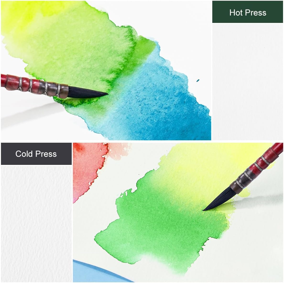 Lightwish Square Watercolor Journal,100% Cotton,300gsm/140lb,Acid-Free,20 Sheets Hot Press Watecolor Paper Sketchbook for Artists Adults Students,7.68 * 7.68 Inches(Dark Green)