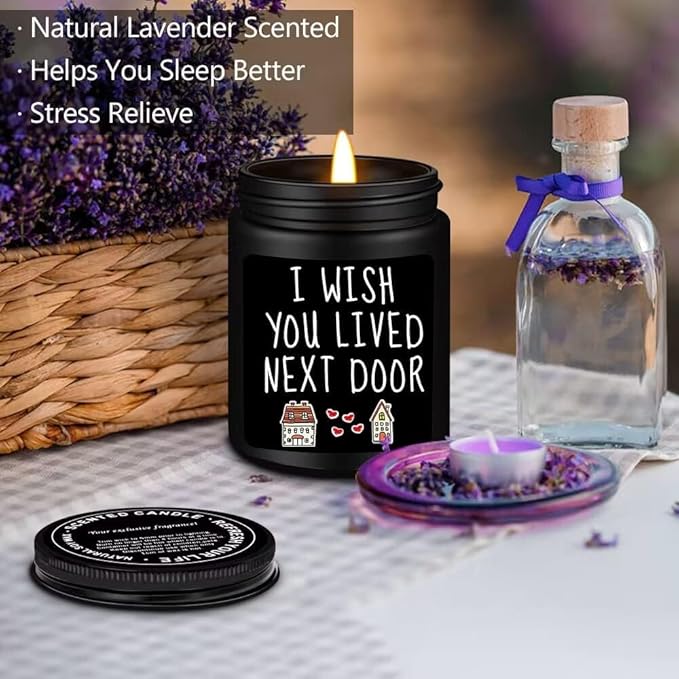 Homsolver Anniversary Birthday Valentines Unique Day Gift for Him, Friendship Gifts for Him, Men, Best Friend, Neighbors, House Warming Gifts New Home, I Wish You Lived Next Door Scented Candles
